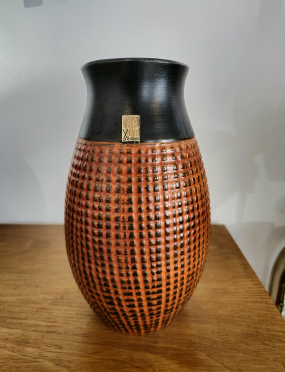Image 1 of Bhör Keramik West Germany Orange Brown Vintage Vase Vase