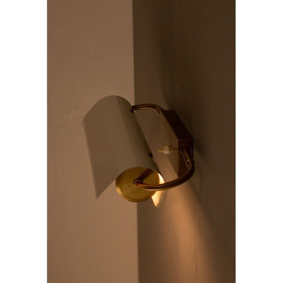 Image 1 of Vintage brass and metal wall lamp by Bertil Brisborg for Nordiska Kompaniet