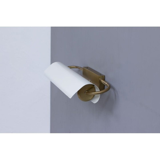 Image 1 of Vintage brass and metal wall lamp by Bertil Brisborg for Nordiska Kompaniet