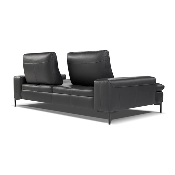 Image 1 of Three-seater sofa L224Cm + Two-seater sofa L204Cm Black Leather