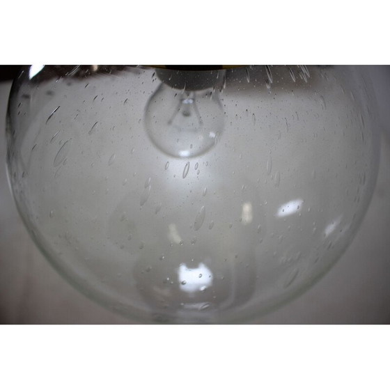 Image 1 of Vintage glass and brass pendant lamp for Valašské Meziříčí, Czechoslovakia 1970