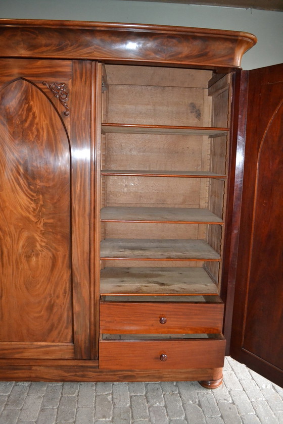 Image 1 of Antique Mahogany Wooden Biedermeier Wardrobe