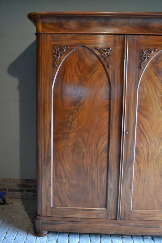 Image 1 of Antique Mahogany Wooden Biedermeier Wardrobe