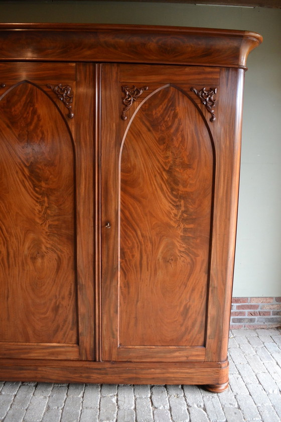 Image 1 of Antique Mahogany Wooden Biedermeier Wardrobe