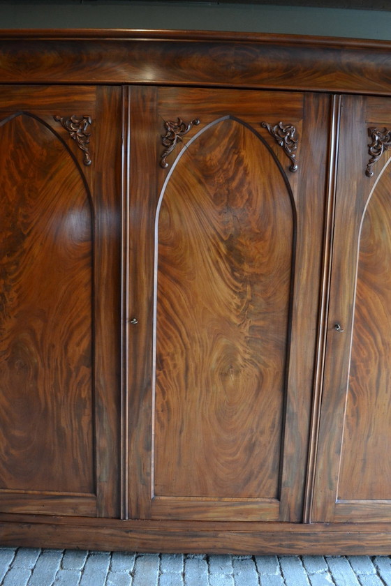 Image 1 of Antique Mahogany Wooden Biedermeier Wardrobe