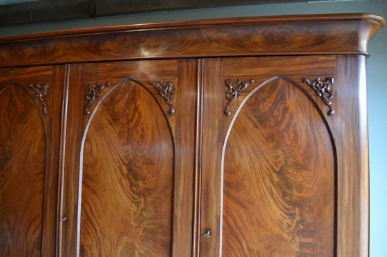 Image 1 of Antique Mahogany Wooden Biedermeier Wardrobe