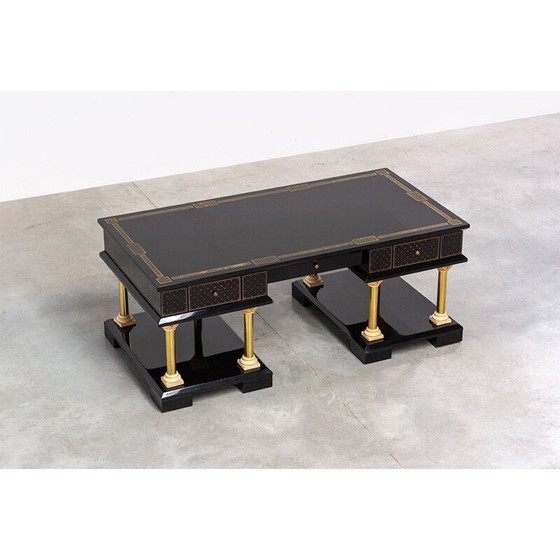 Image 1 of Vintage black lacquered wood desk, 1986