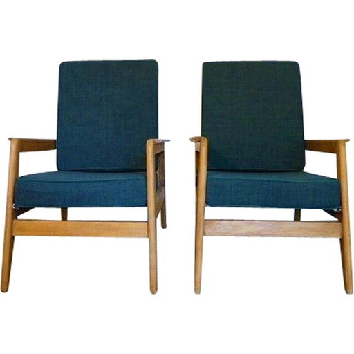 Pair of vintage freespan armchairs Molèle FS107, 1950