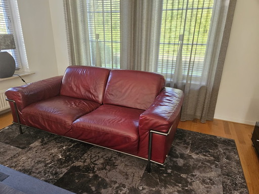 Burgundy Natuzzi Sofa - 2-seater