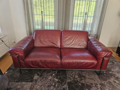 Burgundy Natuzzi Sofa - 2-seater