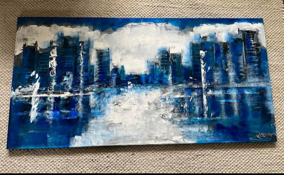 Image 1 of C. Leushuis painting "city skyline" artist