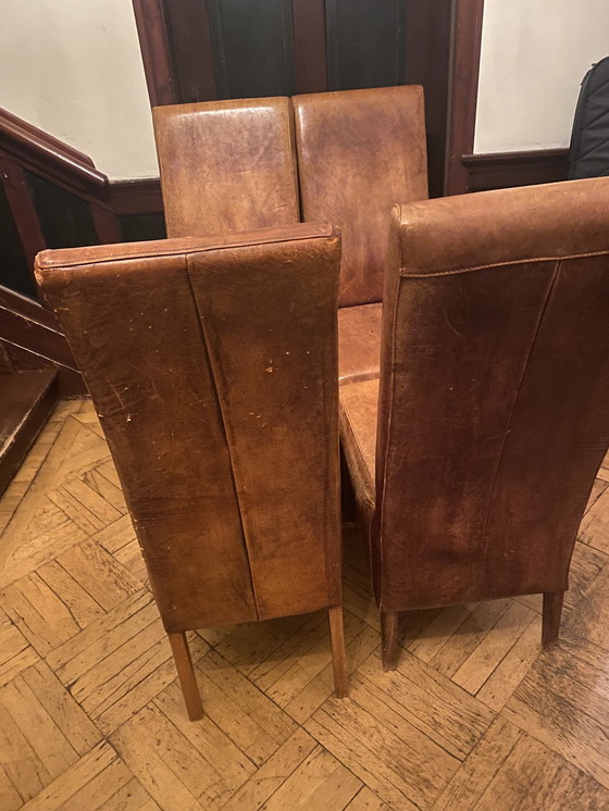 Image 1 of 4X Leather Chairs With High Backrests