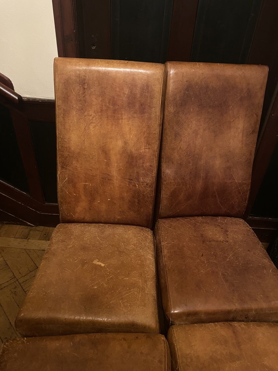 Image 1 of 4X Leather Chairs With High Backrests