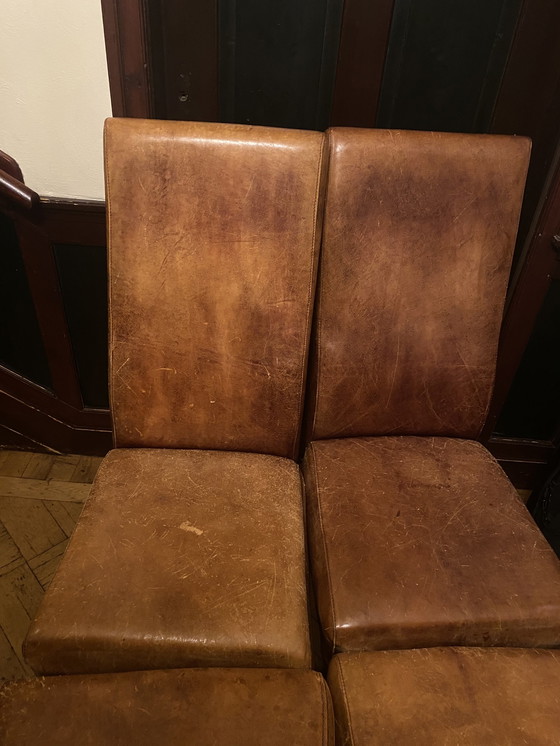 Image 1 of 4X Leather Chairs With High Backrests