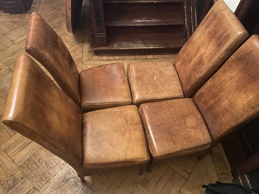 4X Leather Chairs With High Backrests