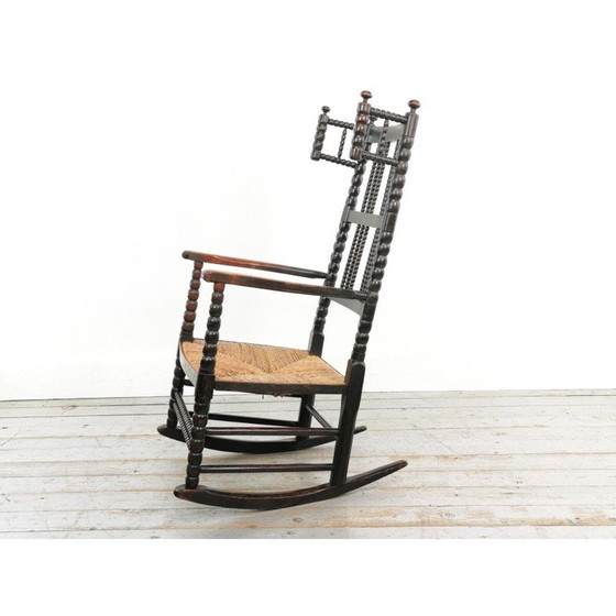 Image 1 of Mod century Arts and Crafts ebonised Bobbin rocking chair