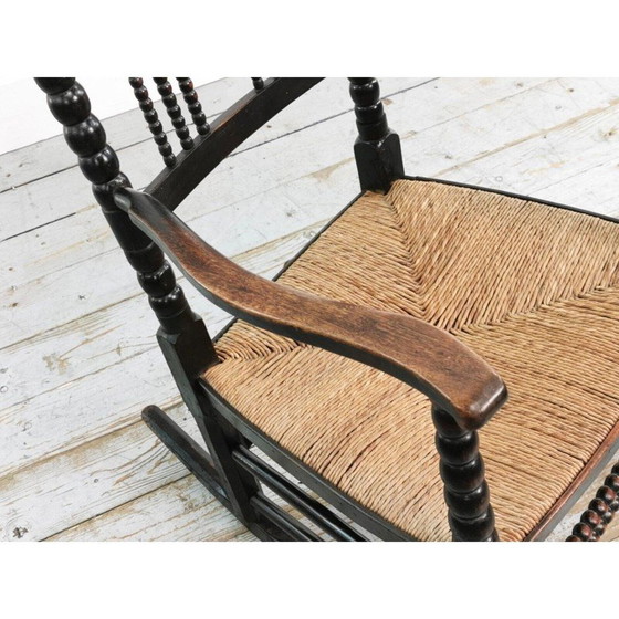 Image 1 of Mod century Arts and Crafts ebonised Bobbin rocking chair