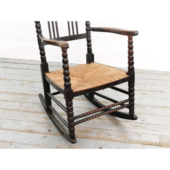 Image 1 of Mod century Arts and Crafts ebonised Bobbin rocking chair