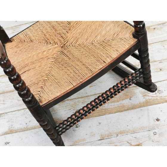 Image 1 of Mod century Arts and Crafts ebonised Bobbin rocking chair