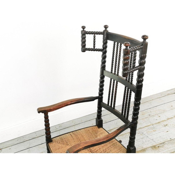 Image 1 of Mod century Arts and Crafts ebonised Bobbin rocking chair