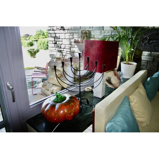 Image 1 of Vintage menorah in wrought and beaten iron, Sweden 1950