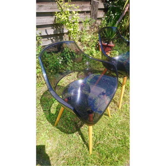 Image 1 of Set of 4 vintage Opal Wox chairs in polycarbonate and beech legs
