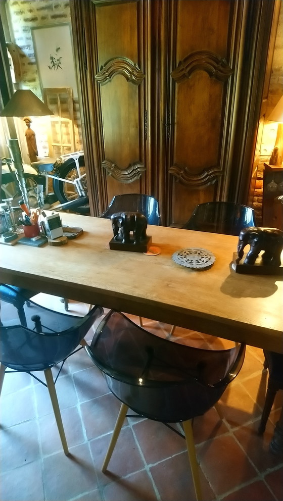 Image 1 of Set of 4 vintage Opal Wox chairs in polycarbonate and beech legs