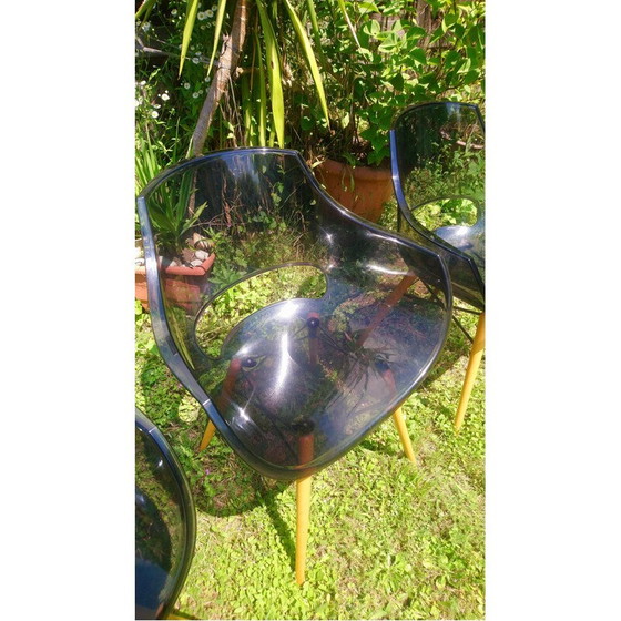 Image 1 of Set of 4 vintage Opal Wox chairs in polycarbonate and beech legs