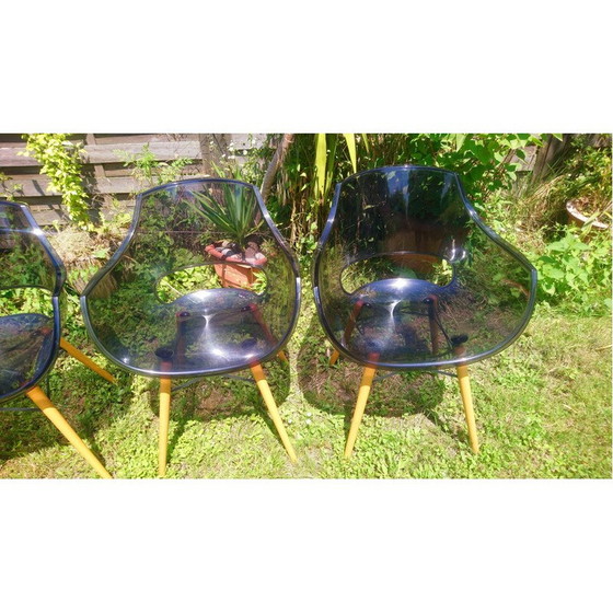 Image 1 of Set of 4 vintage Opal Wox chairs in polycarbonate and beech legs