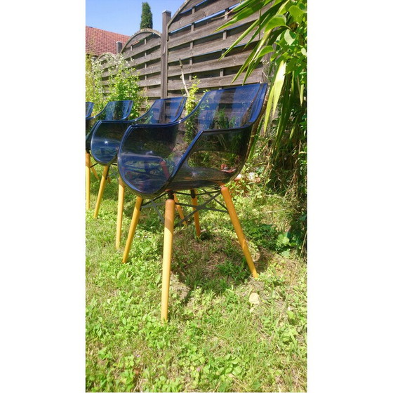 Image 1 of Set of 4 vintage Opal Wox chairs in polycarbonate and beech legs