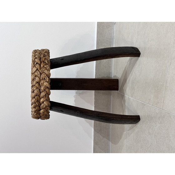 Image 1 of Vintage beech and woven raffia stools by Adrien Audoux and Frida Minet, 1966