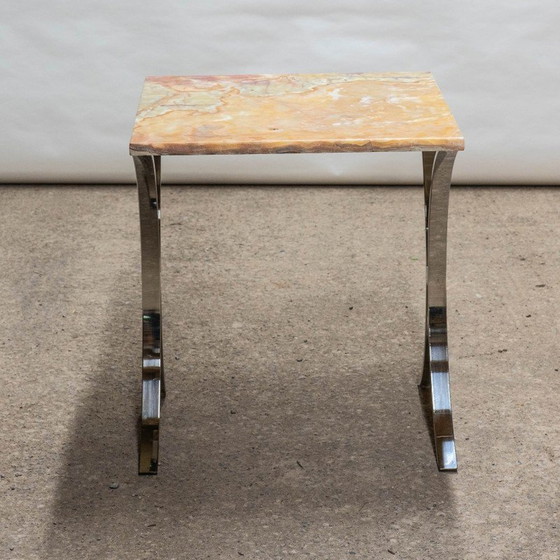 Image 1 of Vintage chrome table with onyx marble top, 1970