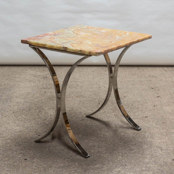 Image 1 of Vintage chrome table with onyx marble top, 1970