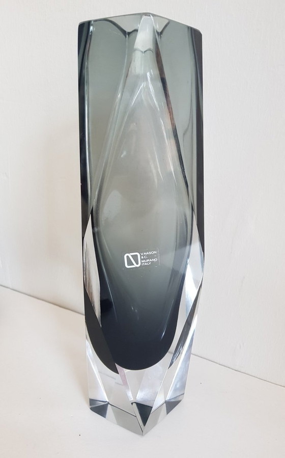 Image 1 of Large Faceted Murano Glass Vase 