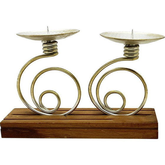 Image 1 of Vintage candlestick for two candles, Belgium 1980