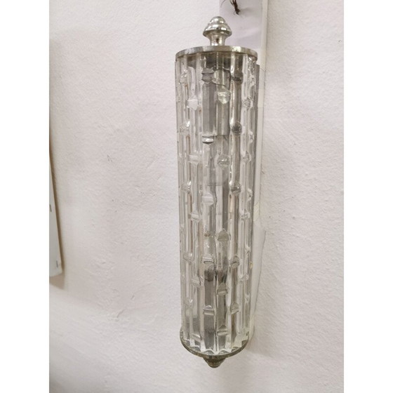 Image 1 of Coppia di lampade da parete vintage in vetro di Murano e acciaio di Toni Zuccheri, Italia 1960