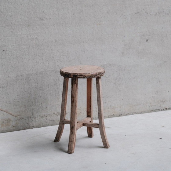 Image 1 of Vintage primitive wooden stool, France 1940