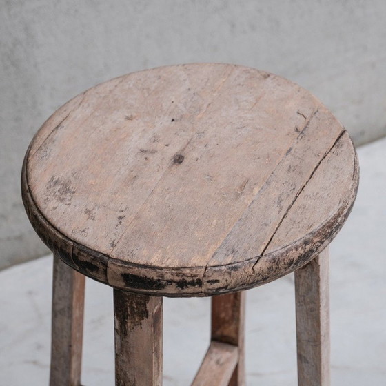 Image 1 of Vintage primitive wooden stool, France 1940