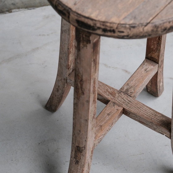 Image 1 of Vintage primitive wooden stool, France 1940