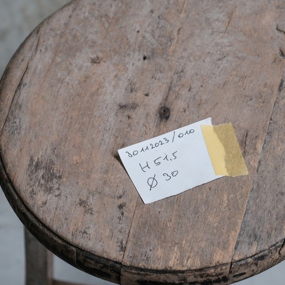 Image 1 of Vintage primitive wooden stool, France 1940