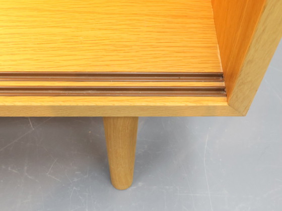 Image 1 of Vintage sideboard blond oak with smoked glass sliding doors