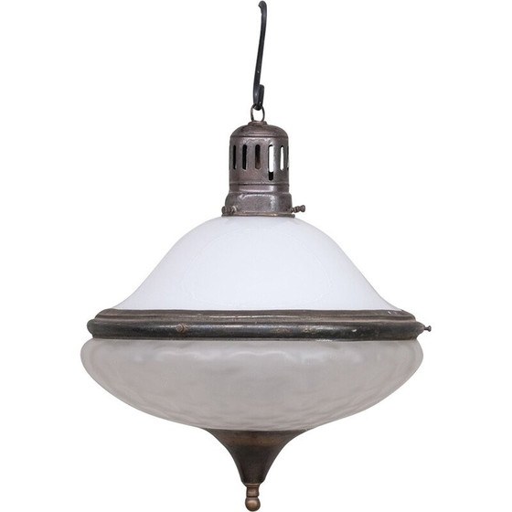 Image 1 of Lampada a sospensione vintage in vetro opaco e opalino, Francia 1920