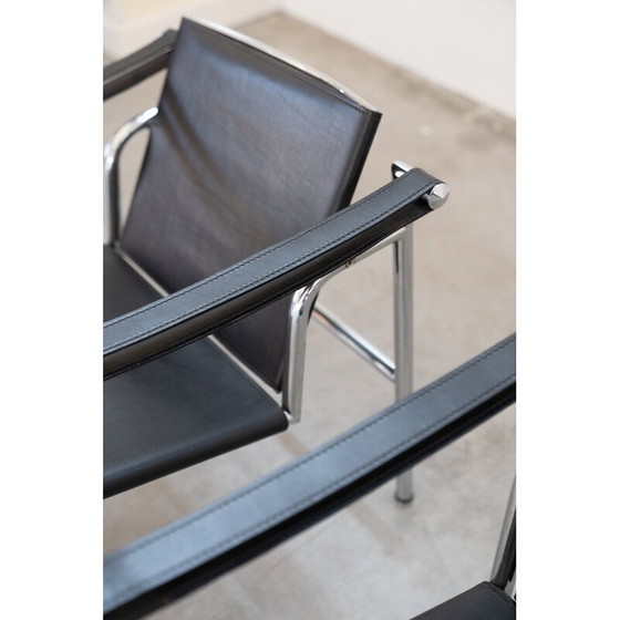Image 1 of Pair of vintage LC1 armchairs in leather and steel by Le Corbusier and Pierre Jenneret for Cassina, Italy 1970