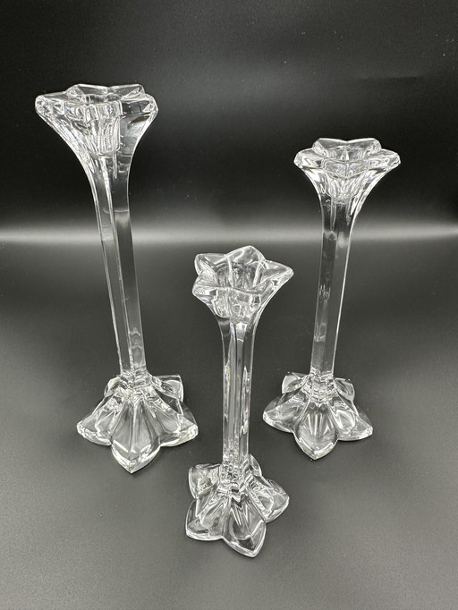 3x Nachtmann lead crystal candlesticks