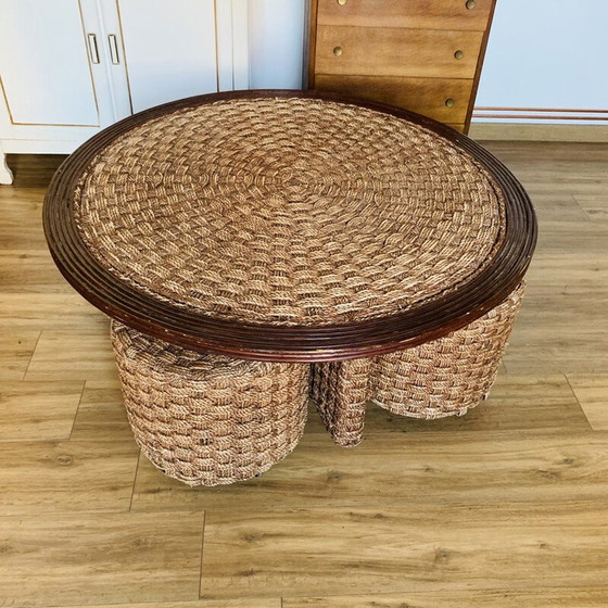 Image 1 of Vintage woven rope and rattan dining set