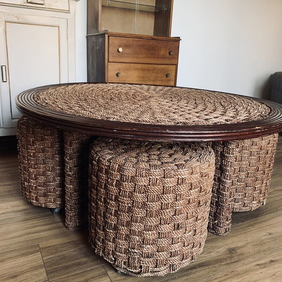 Image 1 of Vintage woven rope and rattan dining set