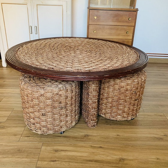 Image 1 of Vintage woven rope and rattan dining set