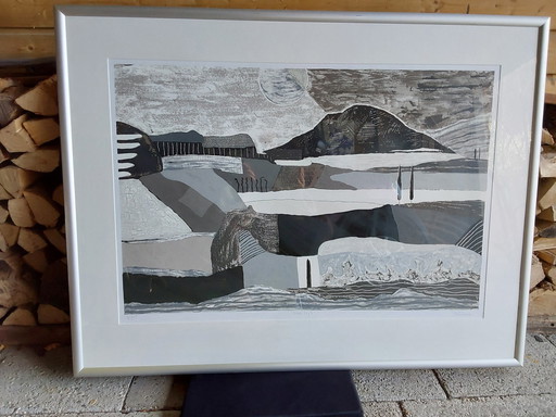 Framed Screen Print By Ronald Boonacker With Book 'Dreamed Landscapes'Ku All Screen Prints 1998-2013