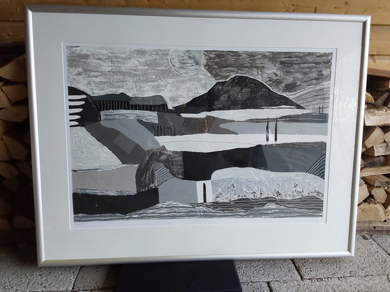 Image 1 of Framed Screen Print By Ronald Boonacker With Book 'Dreamed Landscapes'Ku All Screen Prints 1998-2013