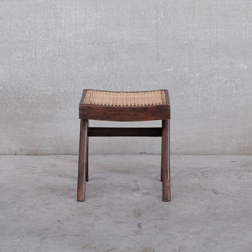 2x Chandigarh vintage teak stools "Pj-Si-34-A"